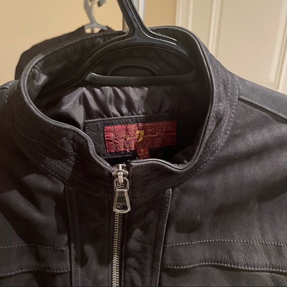 7 For All Mankind Black Leather Bomber - Picture 6 of 7